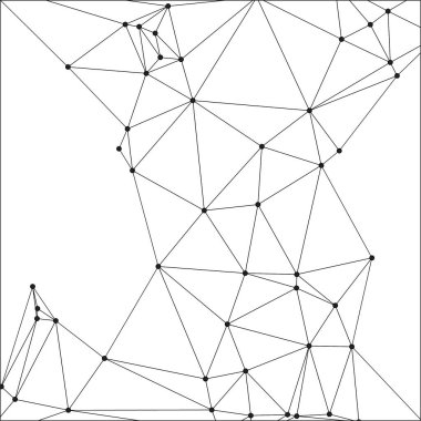 Siyah Düğümler ve İnce Çizgiler ile Soyut Çokgen Ağ, Bir Minimalist Geometrik Ağ Şablonu Oluşturuyor