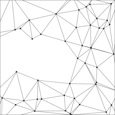 Siyah Düğümler ve İnce Çizgiler ile Soyut Çokgen Ağ, Bir Minimalist Geometrik Ağ Şablonu Oluşturuyor