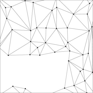 Siyah Düğümler ve İnce Çizgiler ile Soyut Çokgen Ağ, Bir Minimalist Geometrik Ağ Şablonu Oluşturuyor