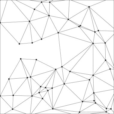 Siyah Düğümler ve İnce Çizgiler ile Soyut Çokgen Ağ, Bir Minimalist Geometrik Ağ Şablonu Oluşturuyor