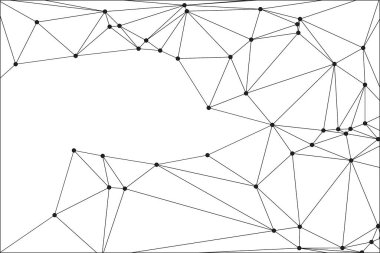 Siyah Düğümler ve İnce Çizgiler ile Soyut Çokgen Ağ, Bir Minimalist Geometrik Ağ Şablonu Oluşturuyor