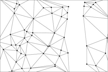 Siyah Düğümler ve İnce Çizgiler ile Soyut Çokgen Ağ, Bir Minimalist Geometrik Ağ Şablonu Oluşturuyor