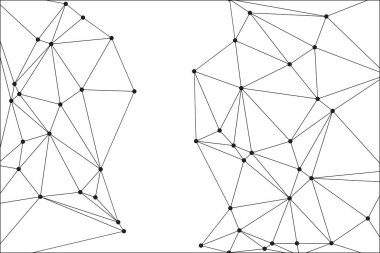 Siyah Düğümler ve İnce Çizgiler ile Soyut Çokgen Ağ, Bir Minimalist Geometrik Ağ Şablonu Oluşturuyor