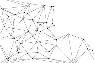 Siyah Düğümler ve İnce Çizgiler ile Soyut Çokgen Ağ, Bir Minimalist Geometrik Ağ Şablonu Oluşturuyor