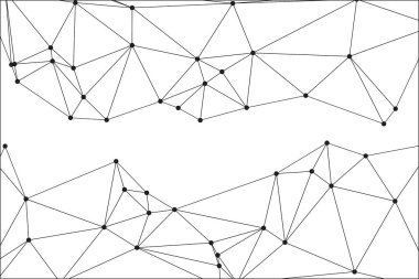 Siyah Düğümler ve İnce Çizgiler ile Soyut Çokgen Ağ, Bir Minimalist Geometrik Ağ Şablonu Oluşturuyor