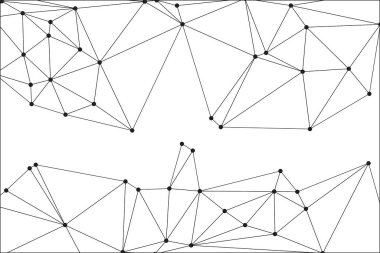 Siyah Düğümler ve İnce Çizgiler ile Soyut Çokgen Ağ, Bir Minimalist Geometrik Ağ Şablonu Oluşturuyor
