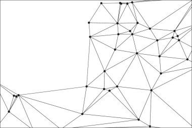 Siyah Düğümler ve İnce Çizgiler ile Soyut Çokgen Ağ, Bir Minimalist Geometrik Ağ Şablonu Oluşturuyor