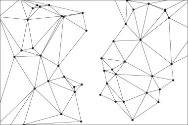 Siyah Düğümler ve İnce Çizgiler ile Soyut Çokgen Ağ, Bir Minimalist Geometrik Ağ Şablonu Oluşturuyor