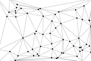 Siyah Düğümler ve İnce Çizgiler ile Soyut Çokgen Ağ, Bir Minimalist Geometrik Ağ Şablonu Oluşturuyor