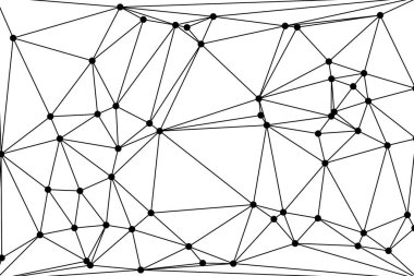 Siyah Düğümler ve İnce Çizgiler ile Soyut Çokgen Ağ, Bir Minimalist Geometrik Ağ Şablonu Oluşturuyor