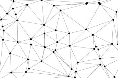 Siyah Düğümler ve İnce Çizgiler ile Soyut Çokgen Ağ, Bir Minimalist Geometrik Ağ Şablonu Oluşturuyor