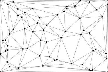 Siyah Düğümler ve İnce Çizgiler ile Soyut Çokgen Ağ, Bir Minimalist Geometrik Ağ Şablonu Oluşturuyor