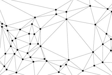 Siyah Düğümler ve İnce Çizgiler ile Soyut Çokgen Ağ, Bir Minimalist Geometrik Ağ Şablonu Oluşturuyor