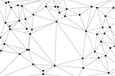 Siyah Düğümler ve İnce Çizgiler ile Soyut Çokgen Ağ, Bir Minimalist Geometrik Ağ Şablonu Oluşturuyor