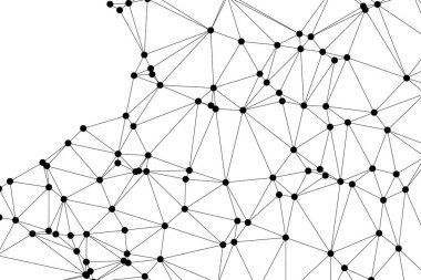 Siyah Düğümler ve İnce Çizgiler ile Soyut Çokgen Ağ, Bir Minimalist Geometrik Ağ Şablonu Oluşturuyor