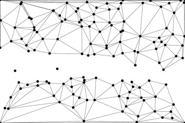 Siyah Düğümler ve İnce Çizgiler ile Soyut Çokgen Ağ, Bir Minimalist Geometrik Ağ Şablonu Oluşturuyor