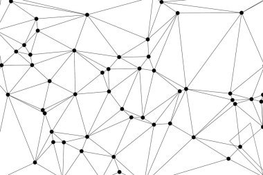 Siyah Düğümler ve İnce Çizgiler ile Soyut Çokgen Ağ, Bir Minimalist Geometrik Ağ Şablonu Oluşturuyor