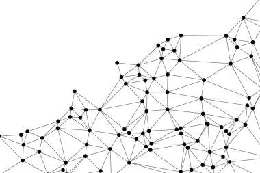 Siyah Düğümler ve İnce Çizgiler ile Soyut Çokgen Ağ, Bir Minimalist Geometrik Ağ Şablonu Oluşturuyor