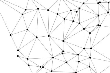 Siyah Düğümler ve İnce Çizgiler ile Soyut Çokgen Ağ, Bir Minimalist Geometrik Ağ Şablonu Oluşturuyor