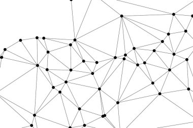 Siyah Düğümler ve İnce Çizgiler ile Soyut Çokgen Ağ, Bir Minimalist Geometrik Ağ Şablonu Oluşturuyor