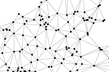 Siyah Düğümler ve İnce Çizgiler ile Soyut Çokgen Ağ, Bir Minimalist Geometrik Ağ Şablonu Oluşturuyor