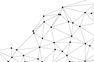 Siyah Düğümler ve İnce Çizgiler ile Soyut Çokgen Ağ, Bir Minimalist Geometrik Ağ Şablonu Oluşturuyor