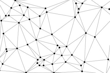 Siyah Düğümler ve İnce Çizgiler ile Soyut Çokgen Ağ, Bir Minimalist Geometrik Ağ Şablonu Oluşturuyor
