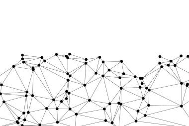 Siyah Düğümler ve İnce Çizgiler ile Soyut Çokgen Ağ, Bir Minimalist Geometrik Ağ Şablonu Oluşturuyor