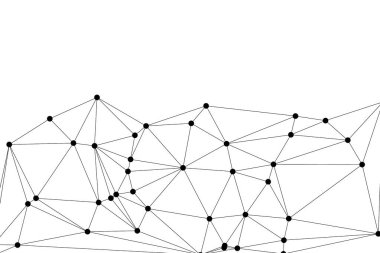Siyah Düğümler ve İnce Çizgiler ile Soyut Çokgen Ağ, Bir Minimalist Geometrik Ağ Şablonu Oluşturuyor
