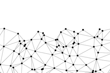 Siyah Düğümler ve İnce Çizgiler ile Soyut Çokgen Ağ, Bir Minimalist Geometrik Ağ Şablonu Oluşturuyor