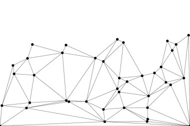 Siyah Düğümler ve İnce Çizgiler ile Soyut Çokgen Ağ, Bir Minimalist Geometrik Ağ Şablonu Oluşturuyor
