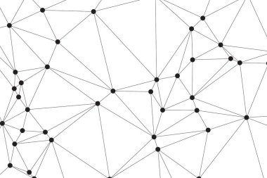 Siyah Düğümler ve İnce Çizgiler ile Soyut Çokgen Ağ, Bir Minimalist Geometrik Ağ Şablonu Oluşturuyor