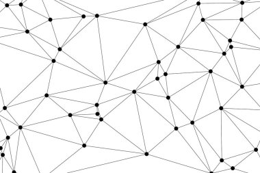 Siyah Düğümler ve İnce Çizgiler ile Soyut Çokgen Ağ, Bir Minimalist Geometrik Ağ Şablonu Oluşturuyor