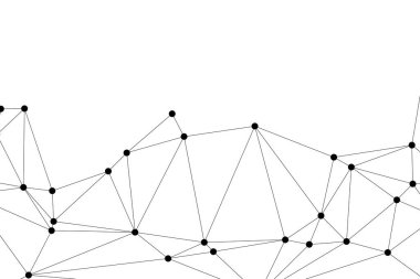 Siyah Düğümler ve İnce Çizgiler ile Soyut Çokgen Ağ, Bir Minimalist Geometrik Ağ Şablonu Oluşturuyor