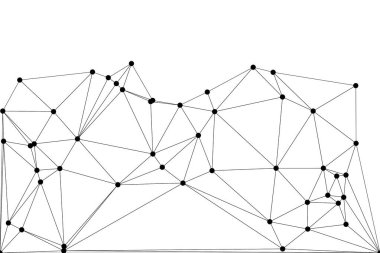 Siyah Düğümler ve İnce Çizgiler ile Soyut Çokgen Ağ, Bir Minimalist Geometrik Ağ Şablonu Oluşturuyor