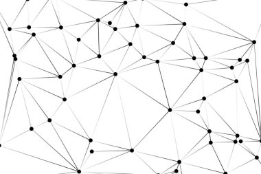 Siyah Düğümler ve İnce Çizgiler ile Soyut Çokgen Ağ, Bir Minimalist Geometrik Ağ Şablonu Oluşturuyor
