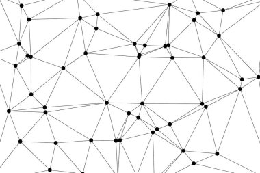 Siyah Düğümler ve İnce Çizgiler ile Soyut Çokgen Ağ, Bir Minimalist Geometrik Ağ Şablonu Oluşturuyor
