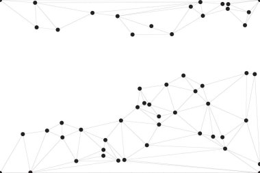 Siyah Düğümler ve İnce Çizgiler ile Soyut Çokgen Ağ, Bir Minimalist Geometrik Ağ Şablonu Oluşturuyor