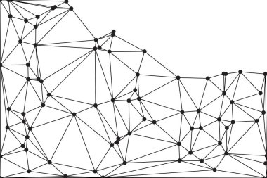Siyah Düğümler ve İnce Çizgiler ile Soyut Çokgen Ağ, Bir Minimalist Geometrik Ağ Şablonu Oluşturuyor