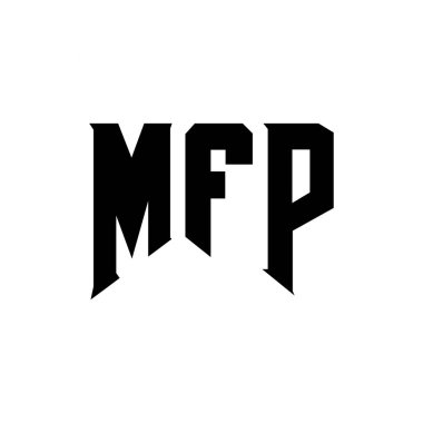 Teknoloji şirketi için MFP harf logosu tasarımı. MFP logo tasarımı siyah ve beyaz renk kombinasyonu. MFP logosu, MFP vektörü, MFP tasarımı, MFP simgesi, MFP alfabesi. MFP tipografi logosu tasarımı