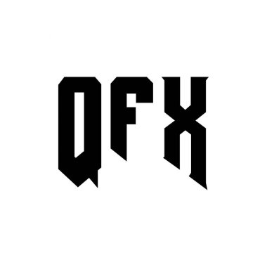 Teknoloji şirketi için QFX harf logosu tasarımı. QFX logo tasarımı siyah ve beyaz renk kombinasyonu. QFX logosu, QFX vektörü, QFX tasarımı, QFX simgesi, QFX alfabesi. QFX tipografi logosu tasarımı