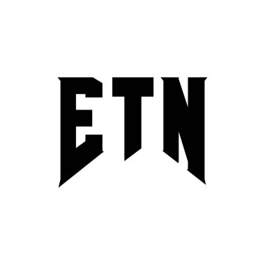 Teknoloji şirketi için ETN harf logosu tasarımı. ETN logo tasarımı siyah ve beyaz renk kombinasyonu. ETN logosu, ETN vektörü, ETN tasarımı, ETN simgesi, ETN alfabesi. ETN tipografi logosu tasarımı