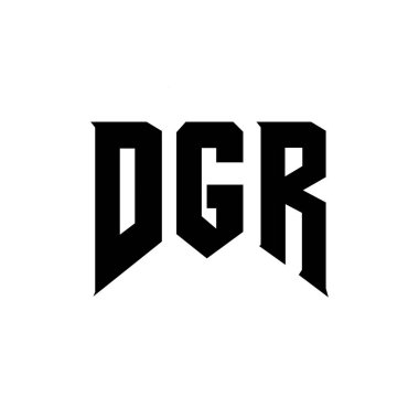 Teknoloji şirketi için DGR harf logosu tasarımı. DGR logo tasarımı siyah ve beyaz renk kombinasyonu. DGR logosu, DGR vektörü, DGR tasarımı, DGR simgesi, DGR alfabesi. DGR tipografi logosu tasarımı