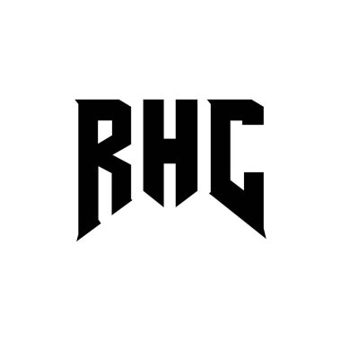 Teknoloji şirketi için RHC harf logosu tasarımı. RHC logo tasarımı siyah ve beyaz renk kombinasyonu. RHC logosu, RHC vektörü, RHC tasarımı, RHC simgesi, RHC alfabesi. RHC tipografi logosu tasarımı