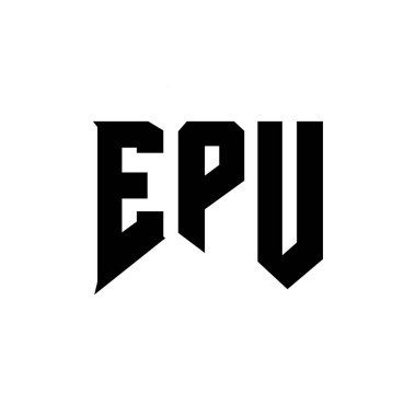 EPU letter logo design for technology company. EPU logo design black and white color combination. EPU logo, EPU vector, EPU design, EPU icon, EPU alphabet. EPU typography logo design clipart