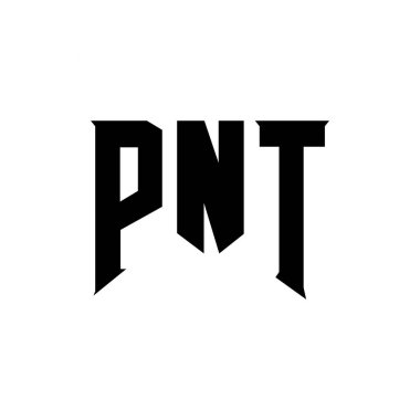 Teknoloji şirketi için PNT harf logosu tasarımı. PNT logo tasarımı siyah ve beyaz renk kombinasyonu. PNT logosu, PNT vektörü, PNT tasarımı, PNT simgesi, PNT alfabesi. PNT tipografi logosu tasarımı