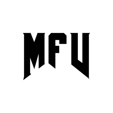 Teknoloji şirketi için MFV mektup logosu tasarımı. MFV logo tasarımı siyah ve beyaz renk kombinasyonu. MFV logosu, MFV vektörü, MFV tasarımı, MFV simgesi, MFV alfabesi. MFV tipografi logosu tasarımı