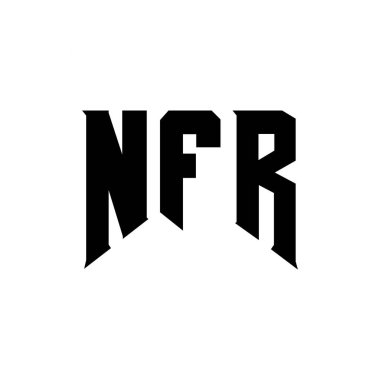 Teknoloji şirketi için NFR mektup logosu tasarımı. NFR logo tasarımı siyah ve beyaz renk kombinasyonu. NFR logosu, NFR vektörü, NFR tasarımı, NFR simgesi, NFR alfabesi. NFR tipografi logosu tasarımı