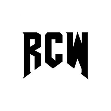 Teknoloji şirketi için RCW harf logosu tasarımı. RCW logo tasarımı siyah ve beyaz renk kombinasyonu. RCW logosu, RCW vektörü, RCW tasarımı, RCW simgesi, RCW alfabesi. RCW tipografi logosu tasarımı