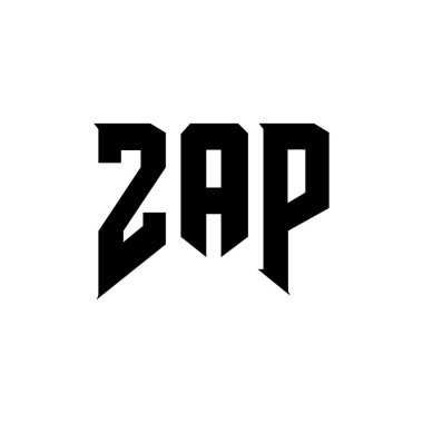 Teknoloji şirketi için ZAP mektup logosu tasarımı. ZAP logo tasarımı siyah ve beyaz renk kombinasyonu. ZAP logosu, ZAP vektörü, ZAP tasarımı, ZAP simgesi, ZAP alfabesi. ZAP tipografi logosu tasarımı